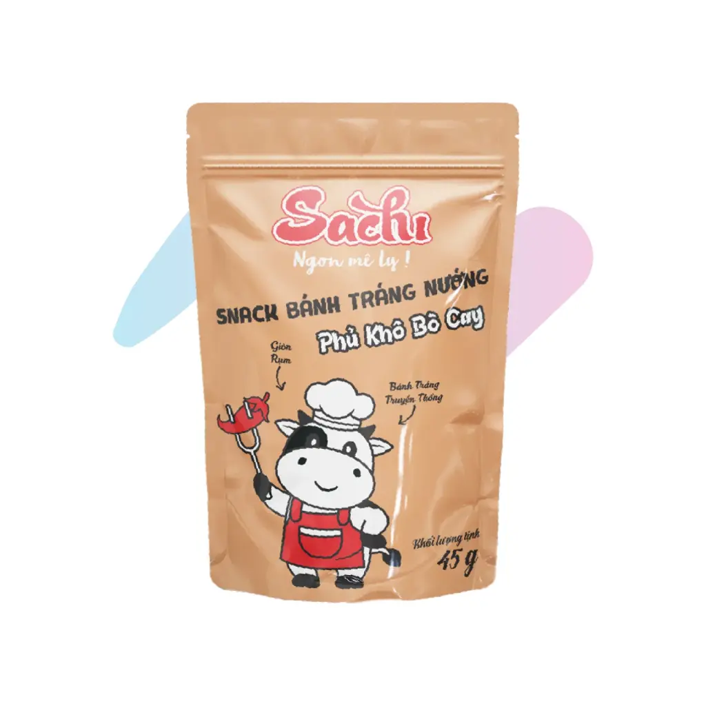 Snack Bánh Tráng Nướng SACHI Phủ Khô Bò Cay (Gói 45g)