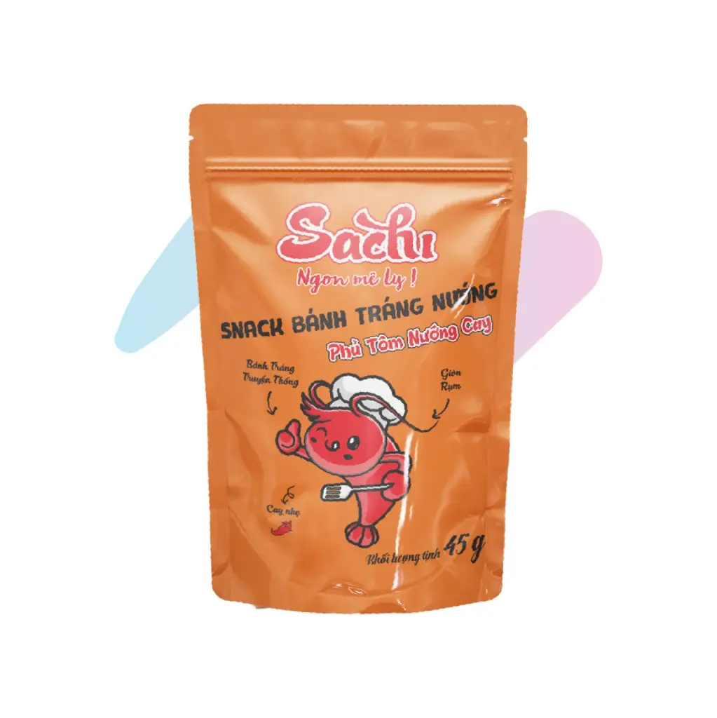 Snack Bánh Tráng Nướng SACHI Phủ Tôm Nướng Cay (Gói 45g)