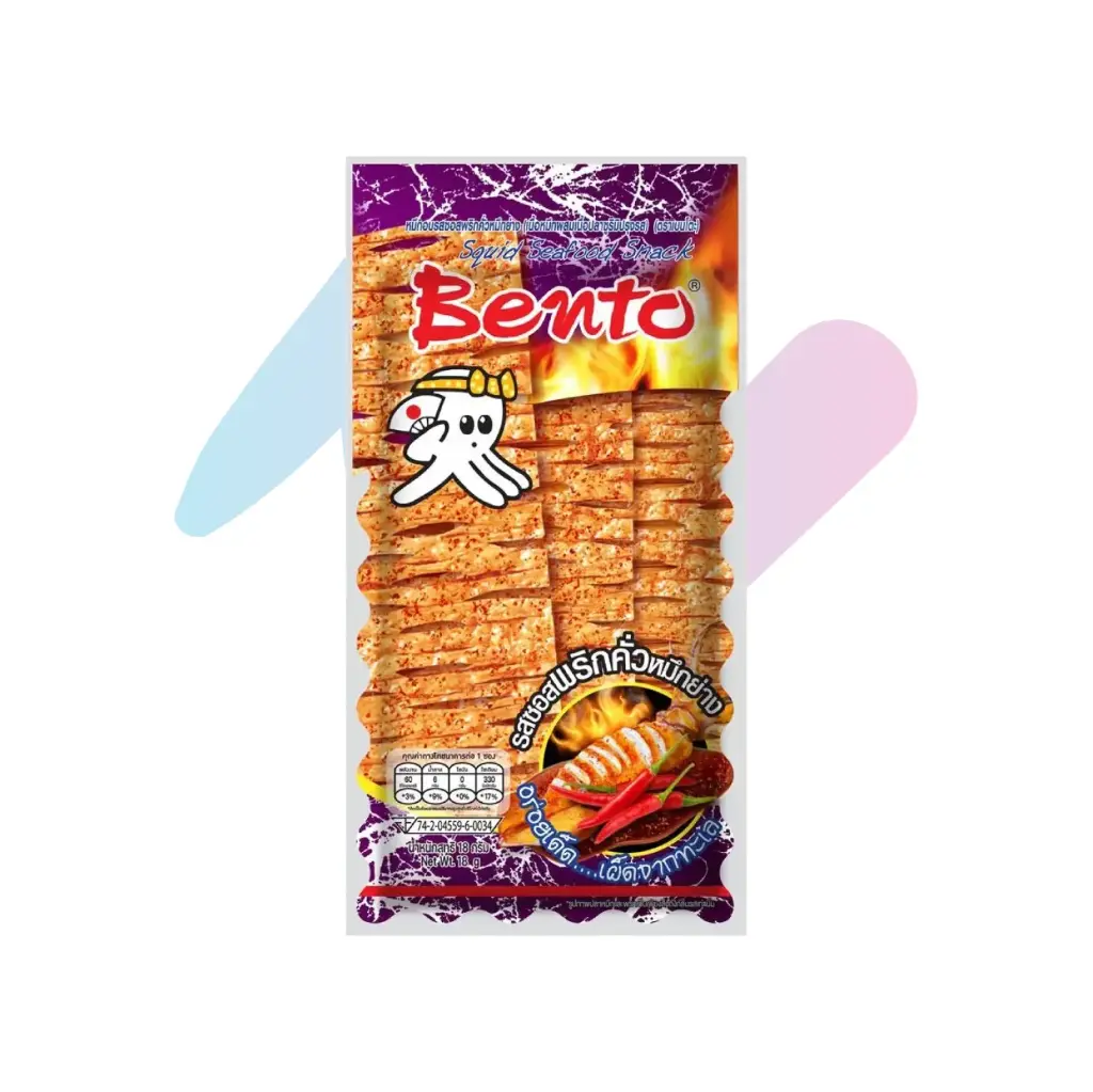 Snack Mực Hải Sản Vị Mực Nướng Sốt Ớt Bento (Gói 18g)