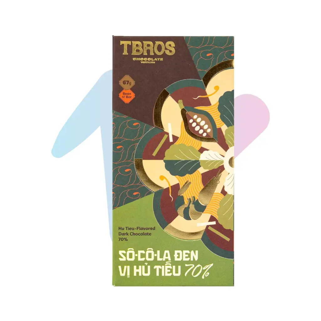 TBROS Local Premium Hu Tieu-Flavored Dark Chocolate 70% (2.36oz Bar)