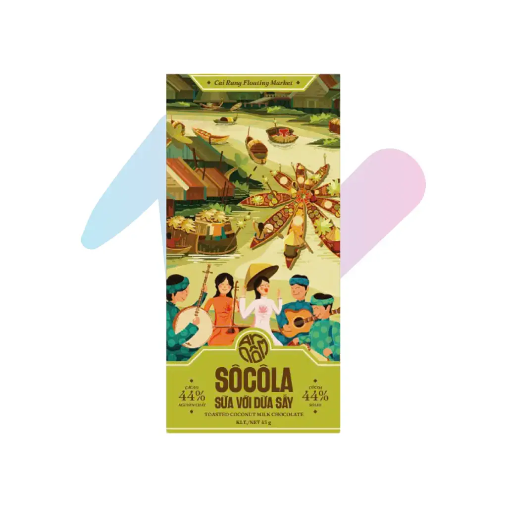 Socola Sữa Dừa Sấy 44% - An Nôm TBROS (Thanh 43g - Bộ Du Lịch)