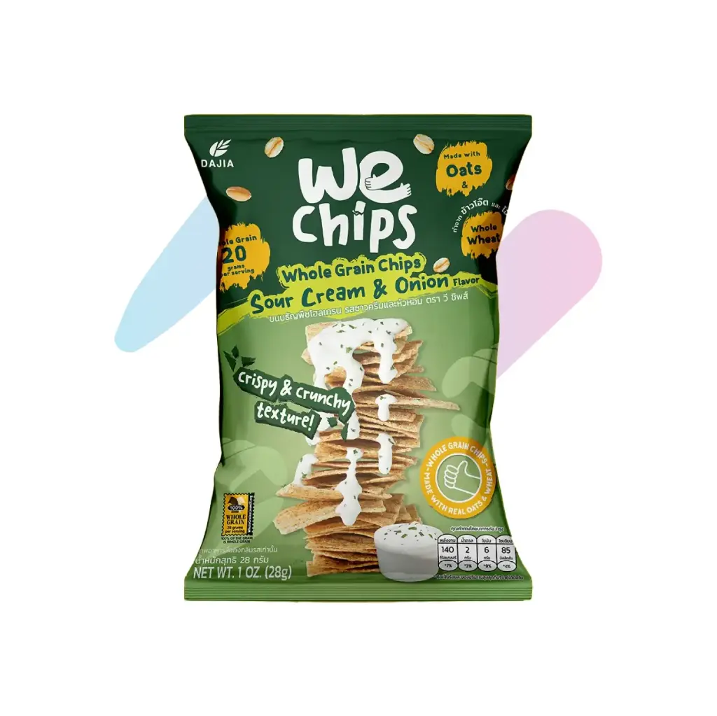 Bánh Snack Nguyên Cám WE Chips Vị Kem Chua & Hành Tây (Gói 28g)